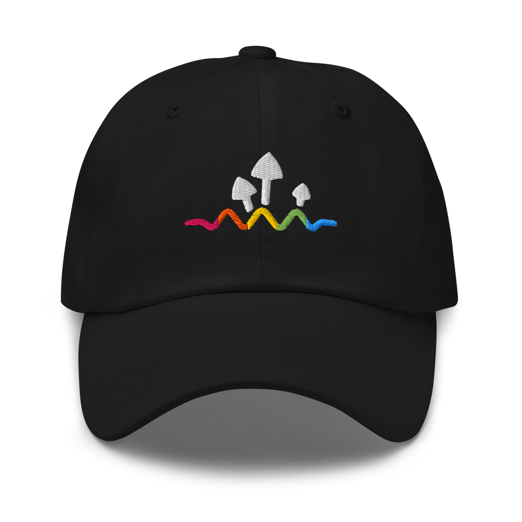 Psychic Waves Mushroom Wave Dad Cap, Black, front