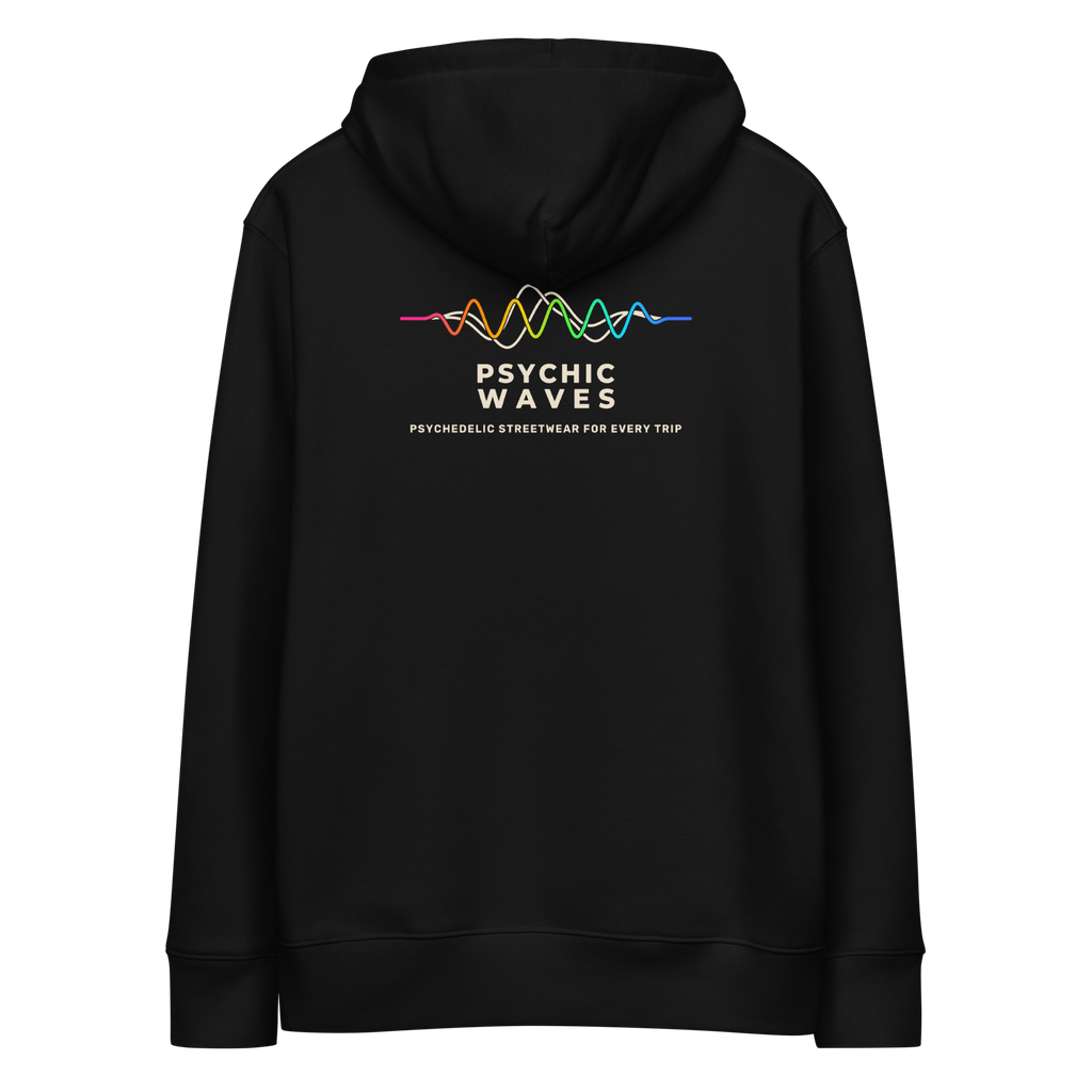 Psychic Waves Mushroom Wave Hoodie, Black, back