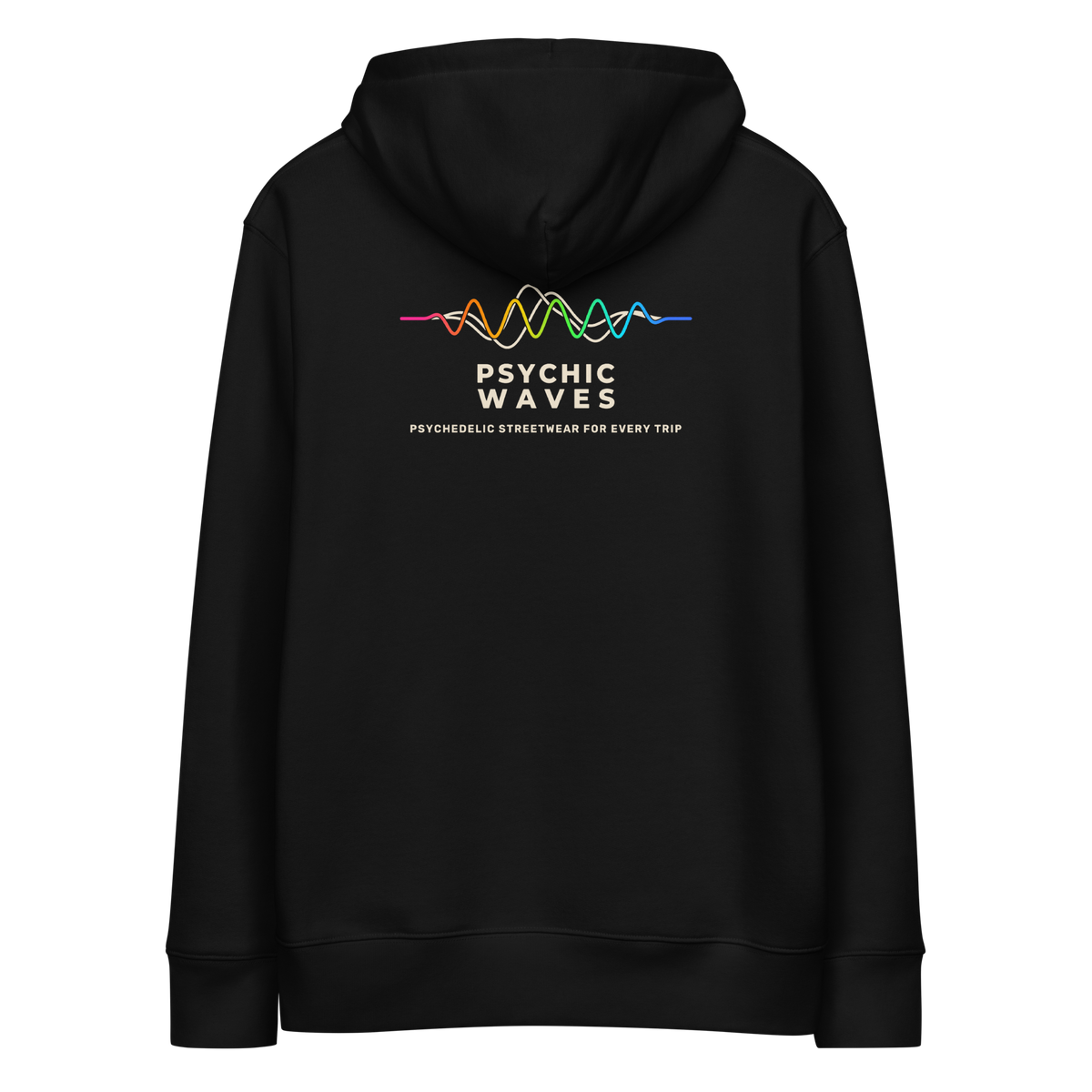 Psychic Waves Mushroom Wave Hoodie, Black, back