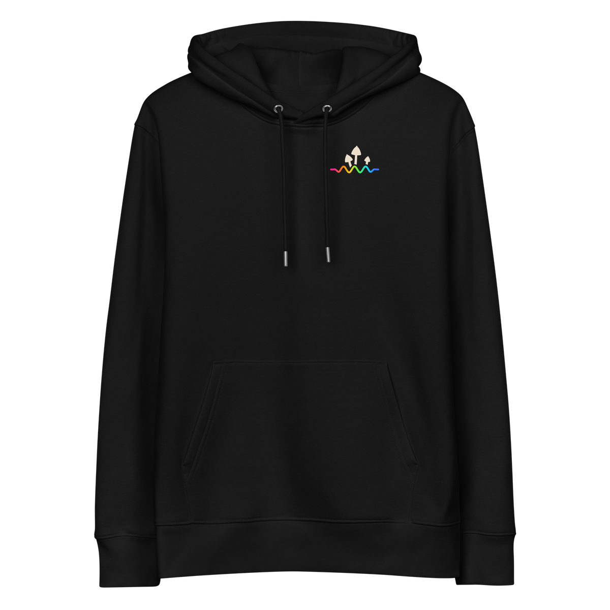 Psychic Waves Mushroom Wave Hoodie, Black, front