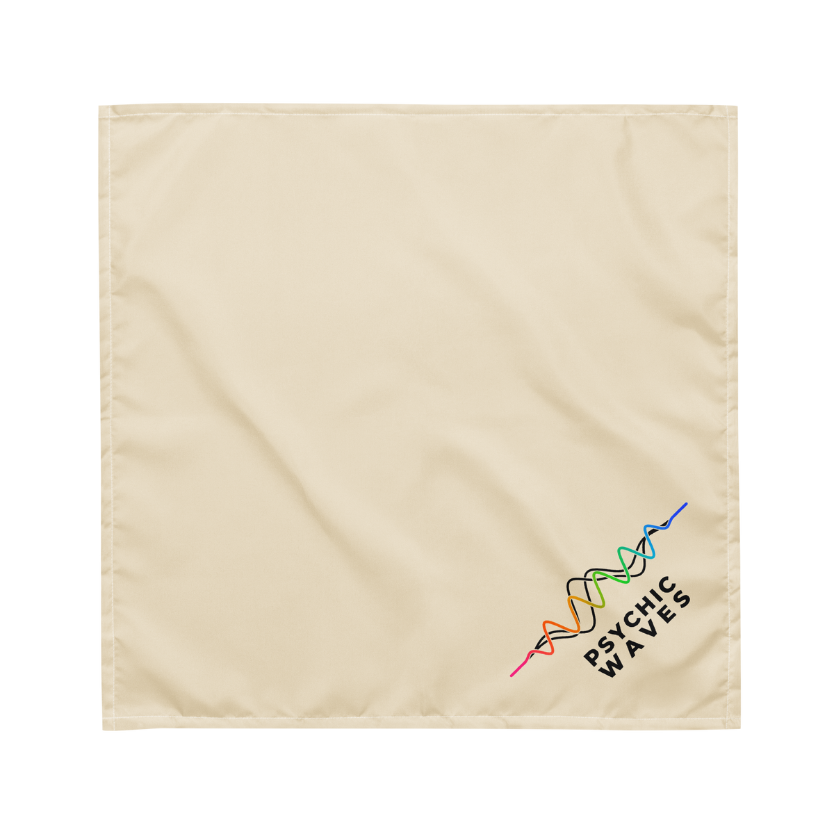 Psychic Waves Logo Bandana, Cream, front