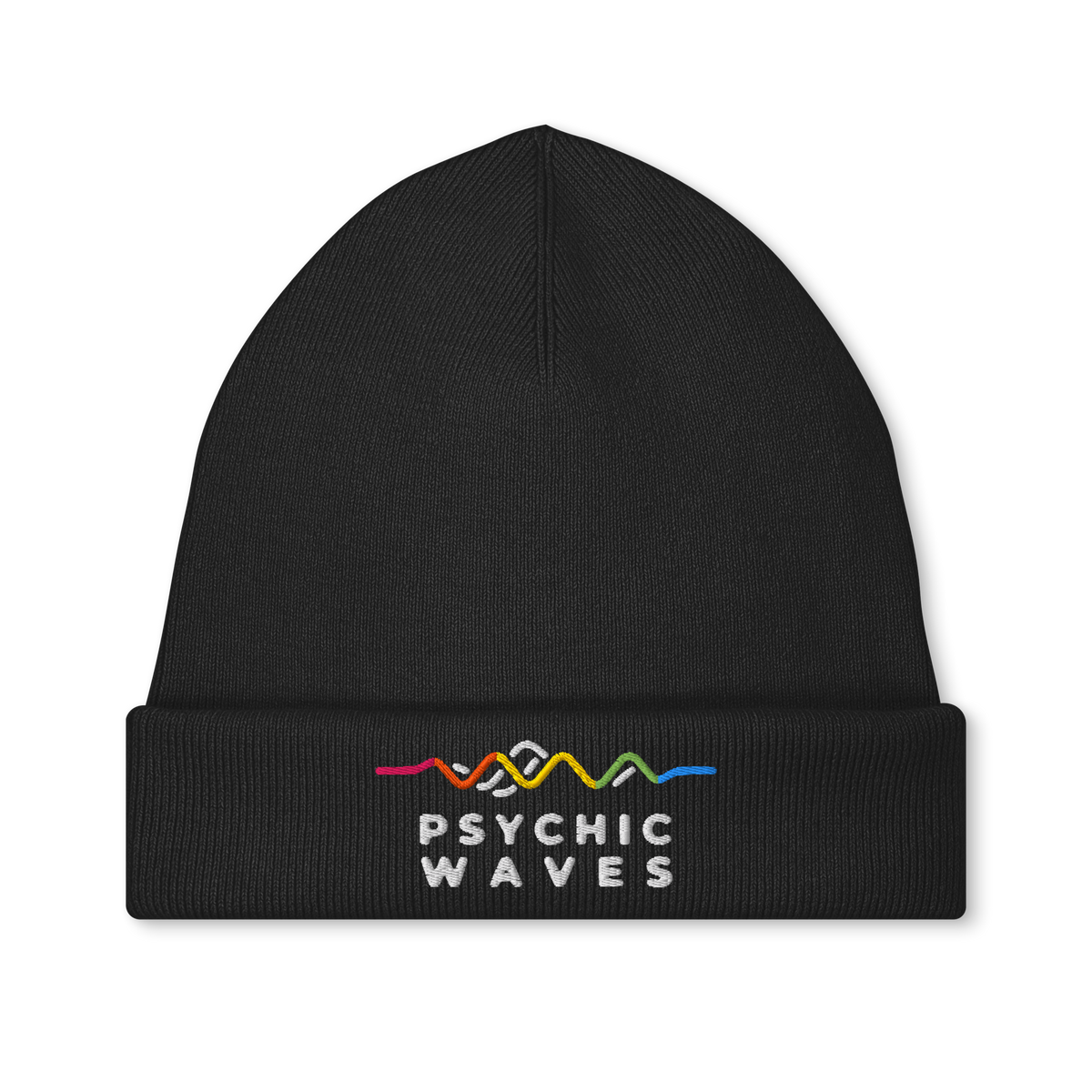 Psychic Waves Logo Beanie, Black, front