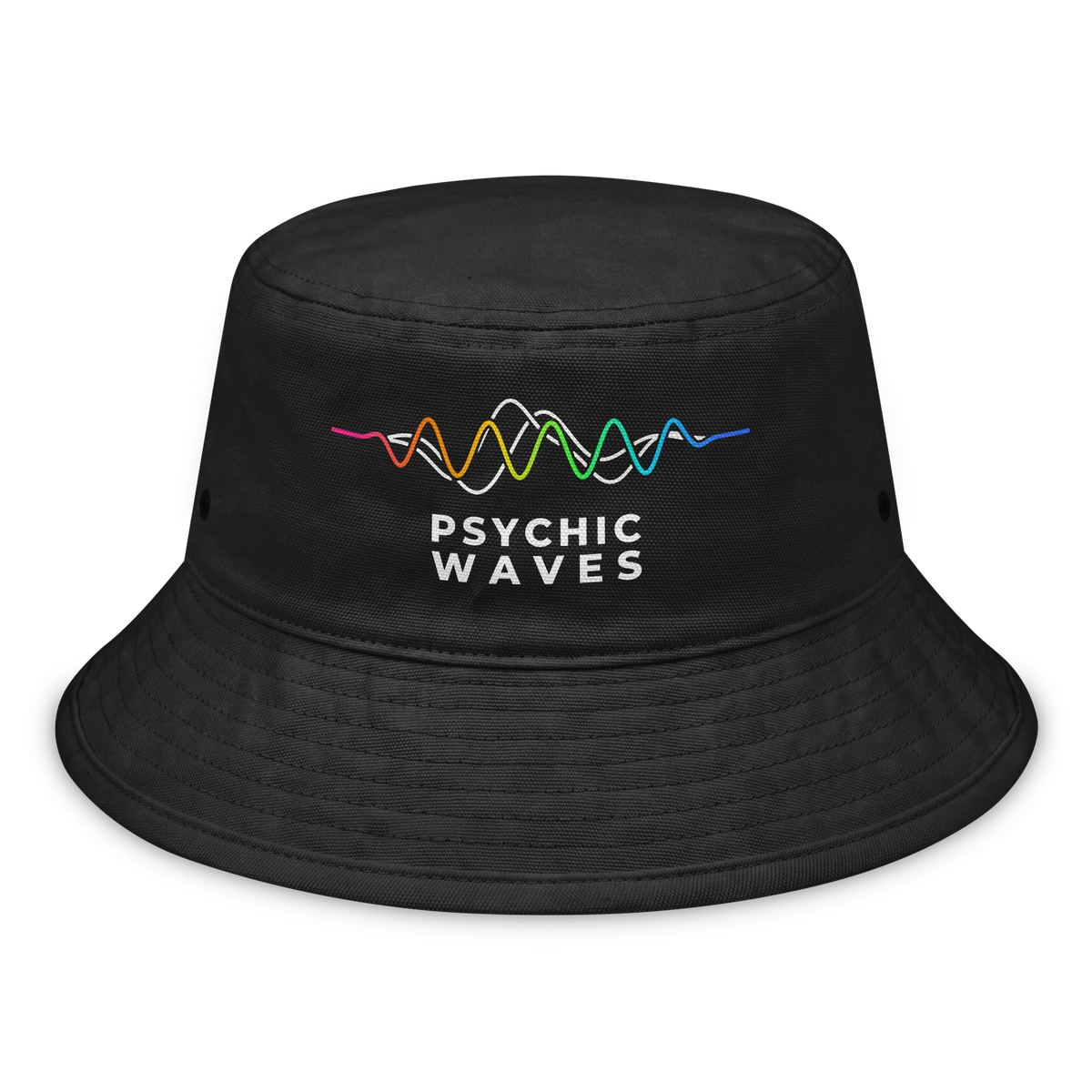 Psychic Waves Logo Bucket Hat, Black, front
