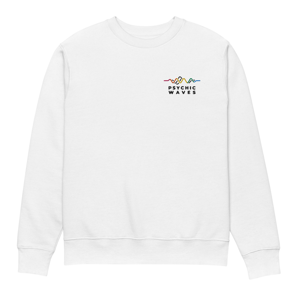 Psychic Waves Logo Crewneck, White, front