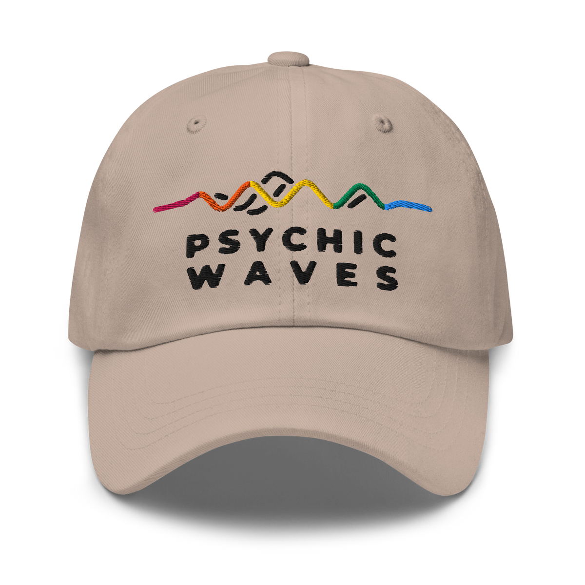 Psychic Waves Logo Dad Cap, Stone, front