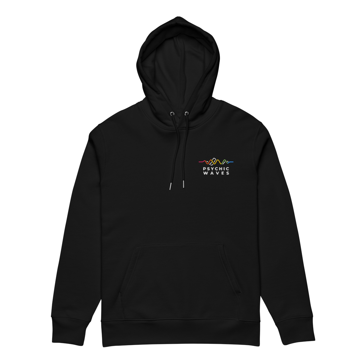 Psychic Waves Logo Hoodie, Black, front