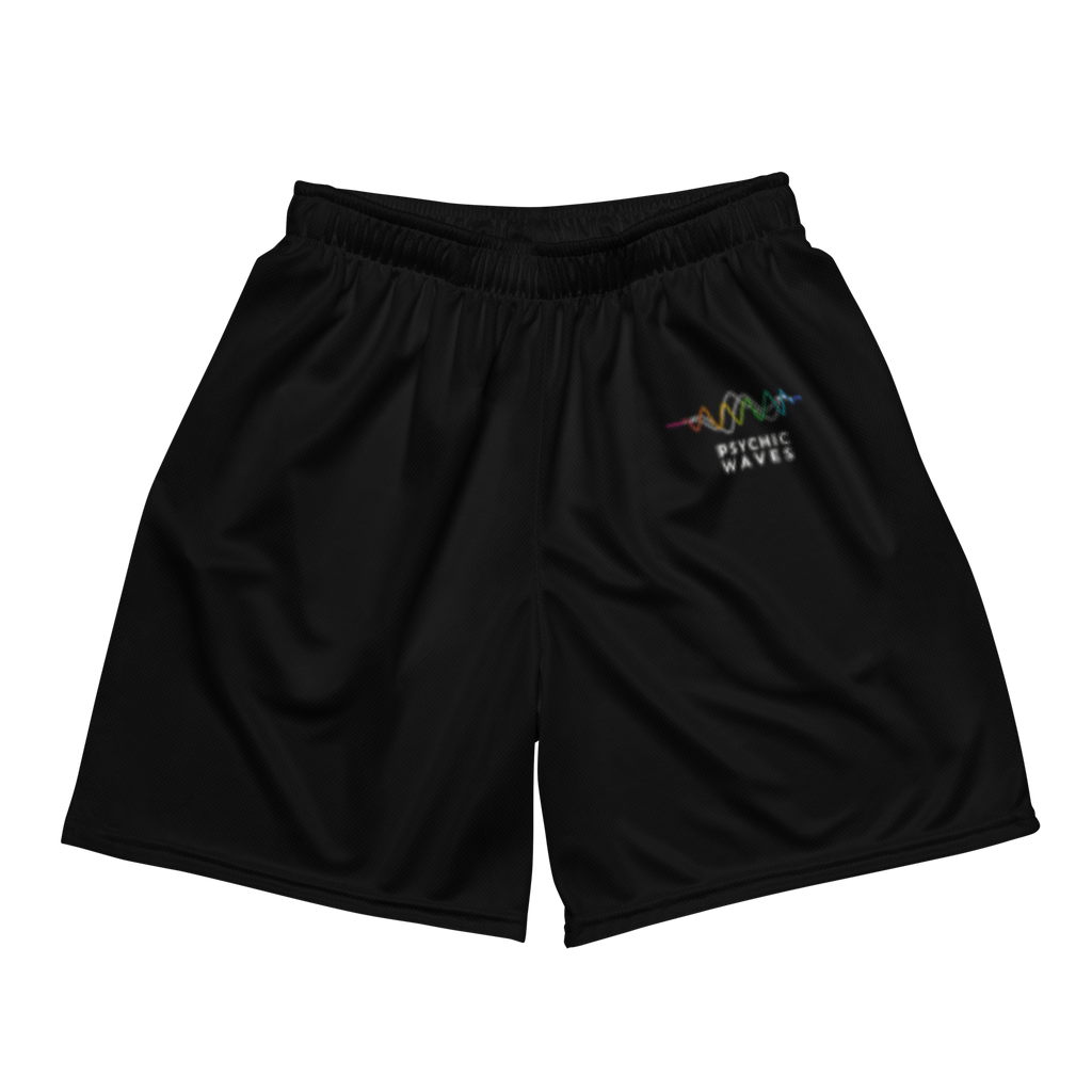 Psychic Waves Logo Mesh Shorts, Black, front