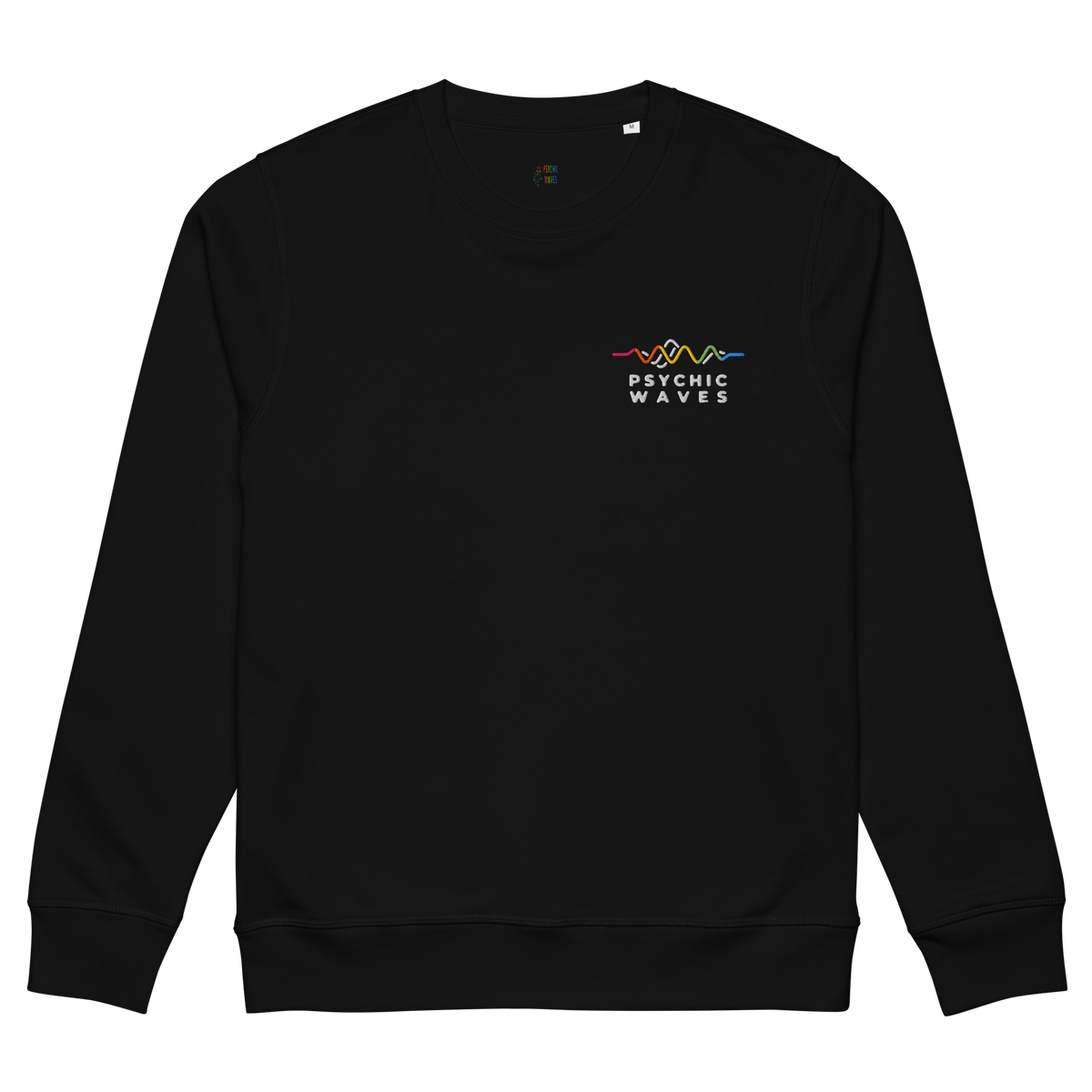 Psychic Waves Logo Relaxed Crewneck, Black, front