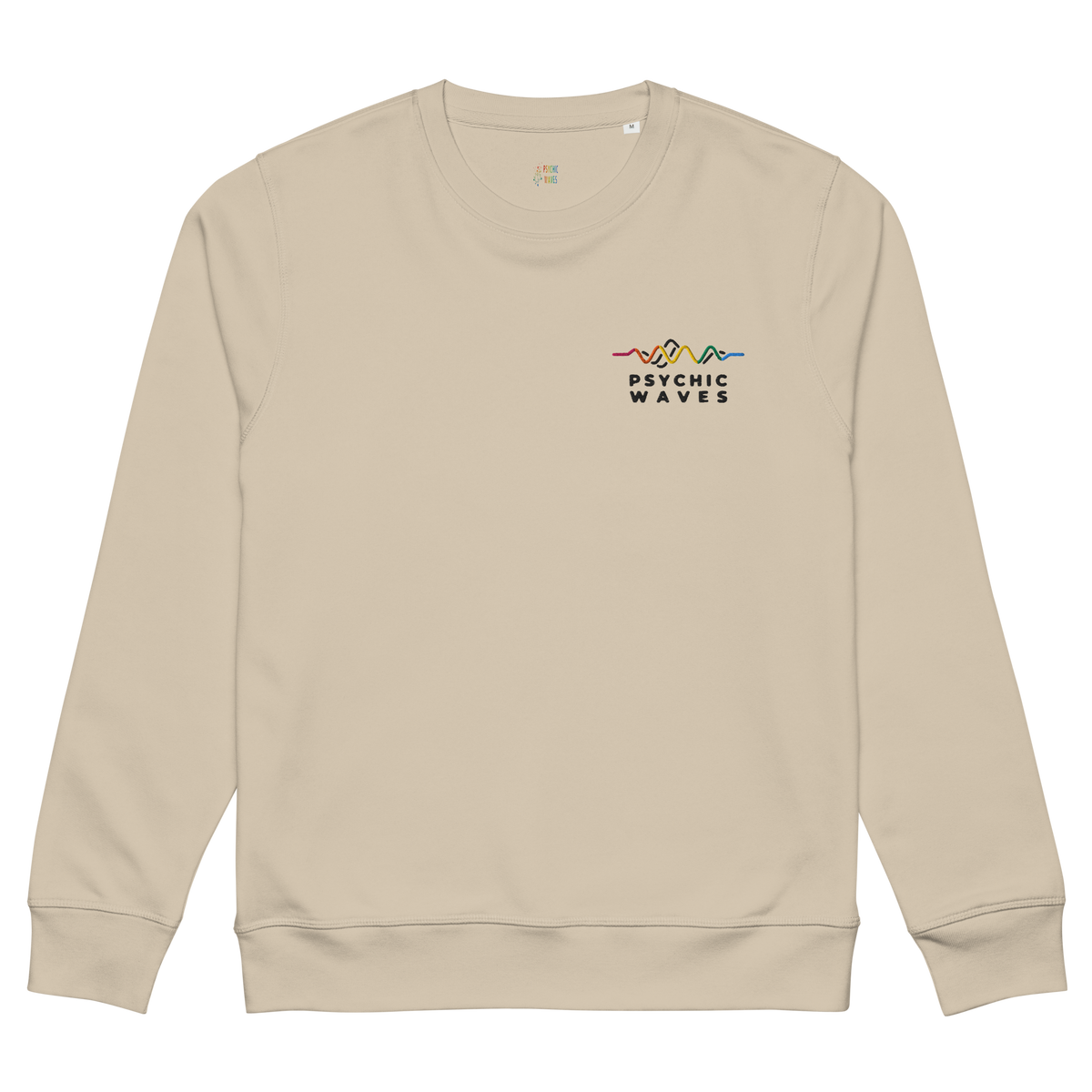 Psychic Waves Logo Relaxed Crewneck, Desert Dust, front