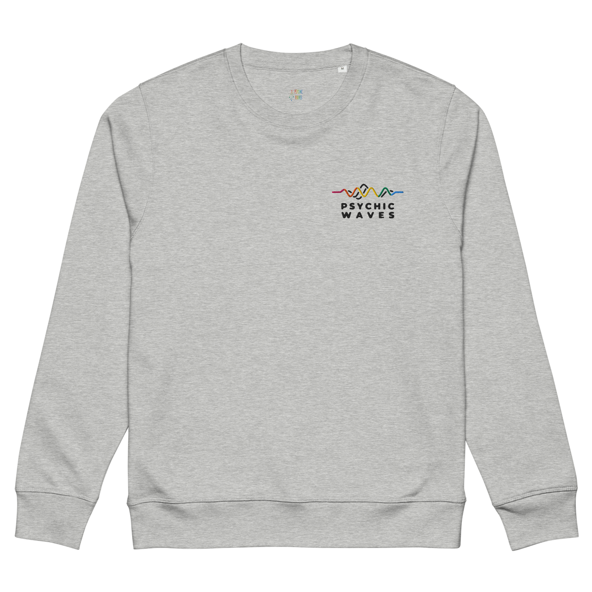 Psychic Waves Logo Relaxed Crewneck, Heather Grey, front
