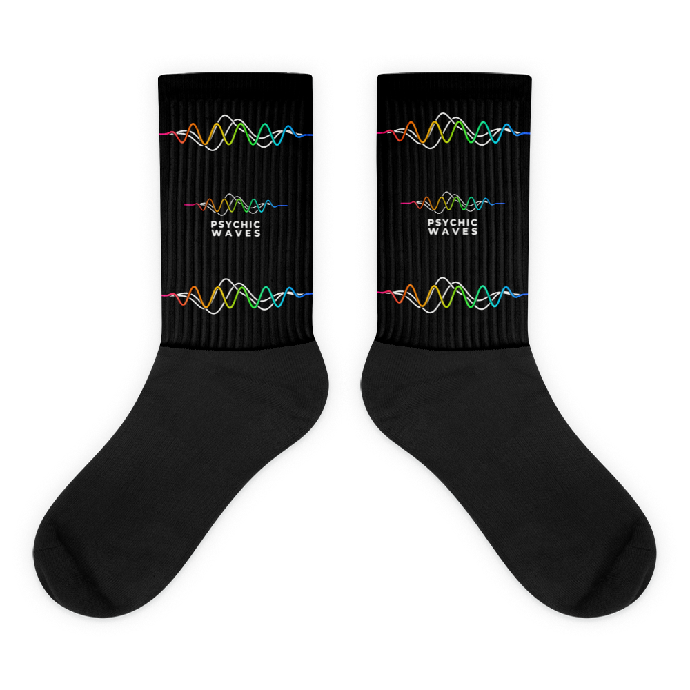 Psychic Waves Logo Socks, Black, flat