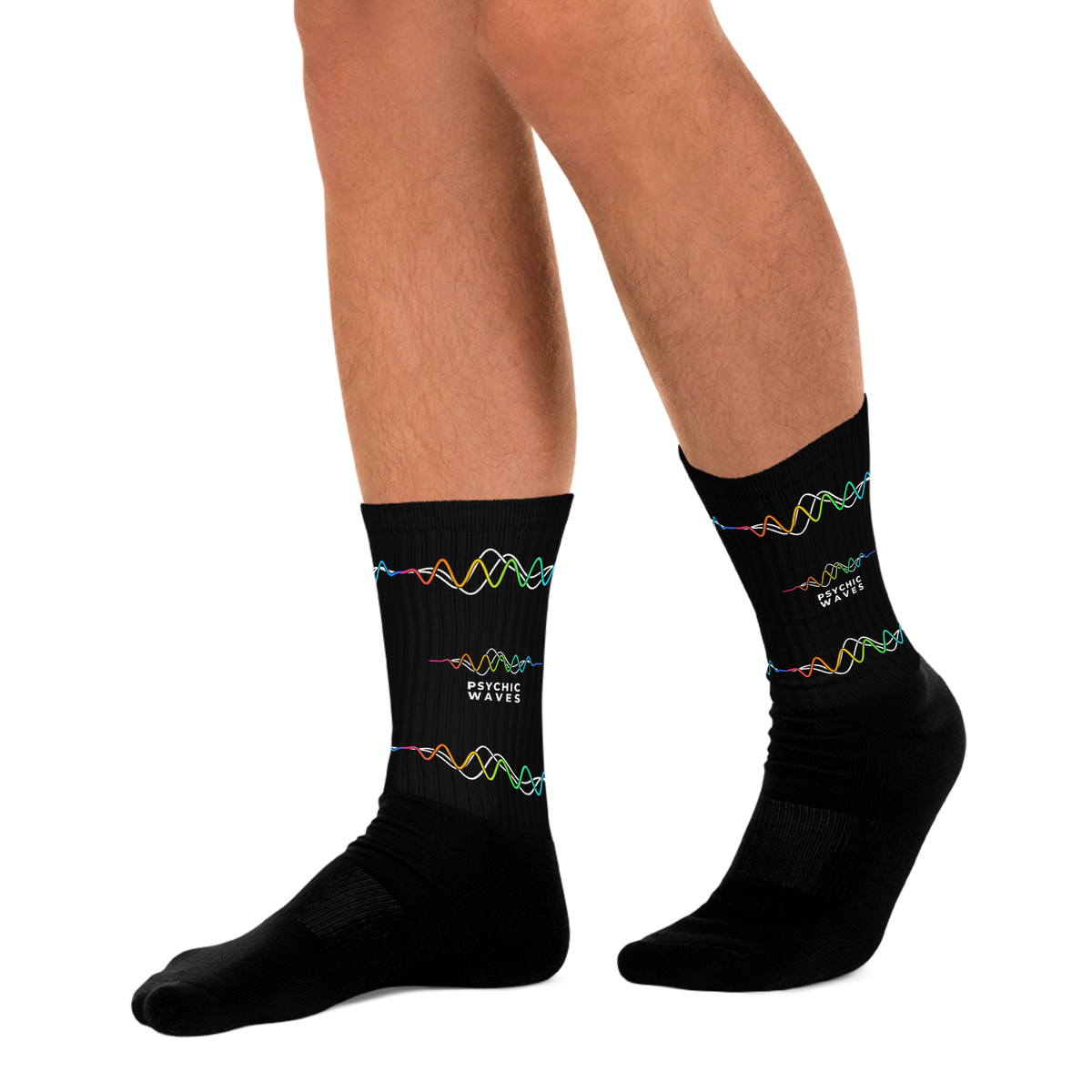 Psychic Waves Logo Socks, Black, men's, left view