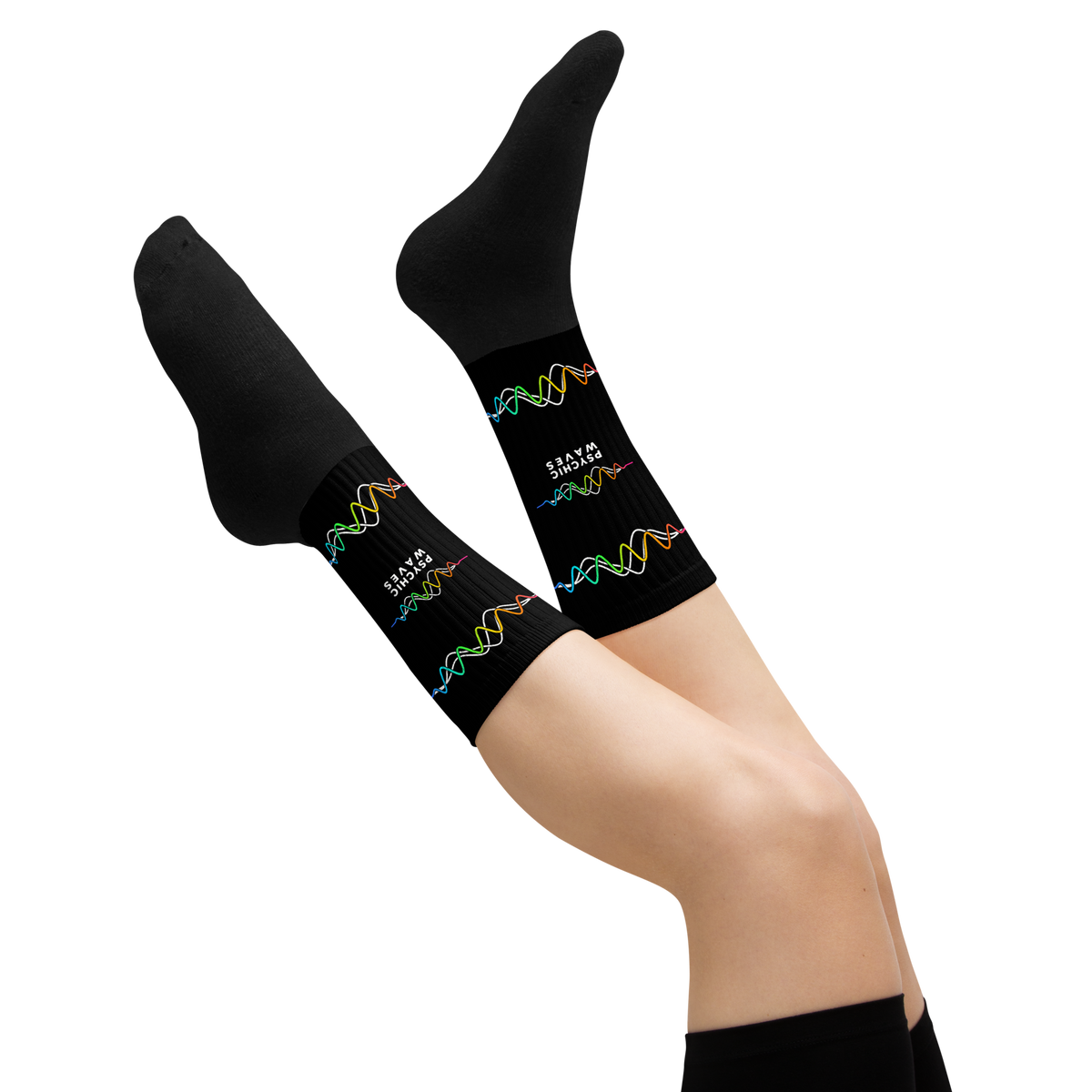Psychic Waves Logo Socks, Black, women's, left view