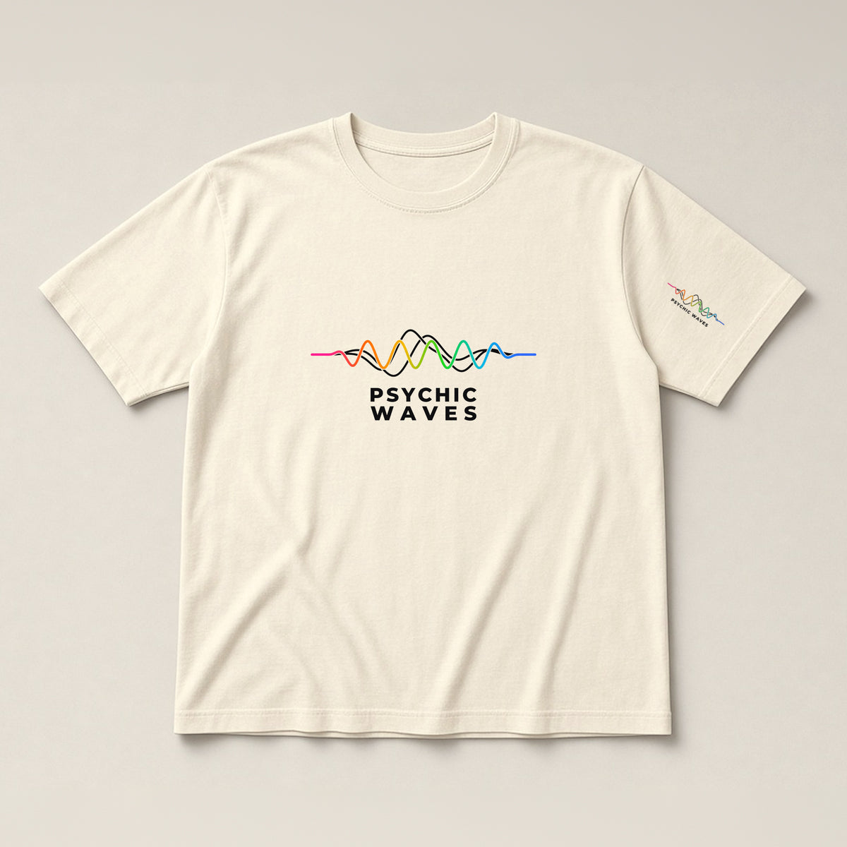 Psychic Waves Logo Tee, Natural Raw, front
