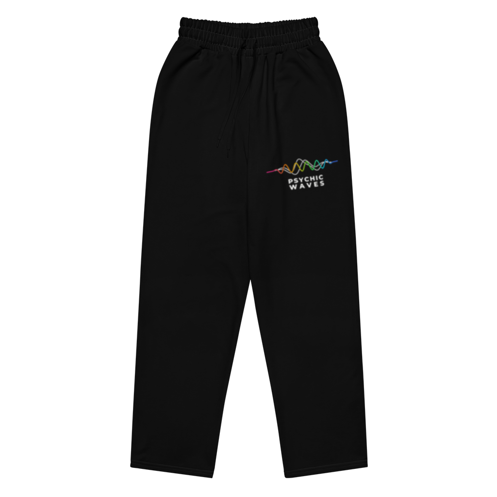 Psychic Waves Logo Wide-Leg Joggers, Black, front