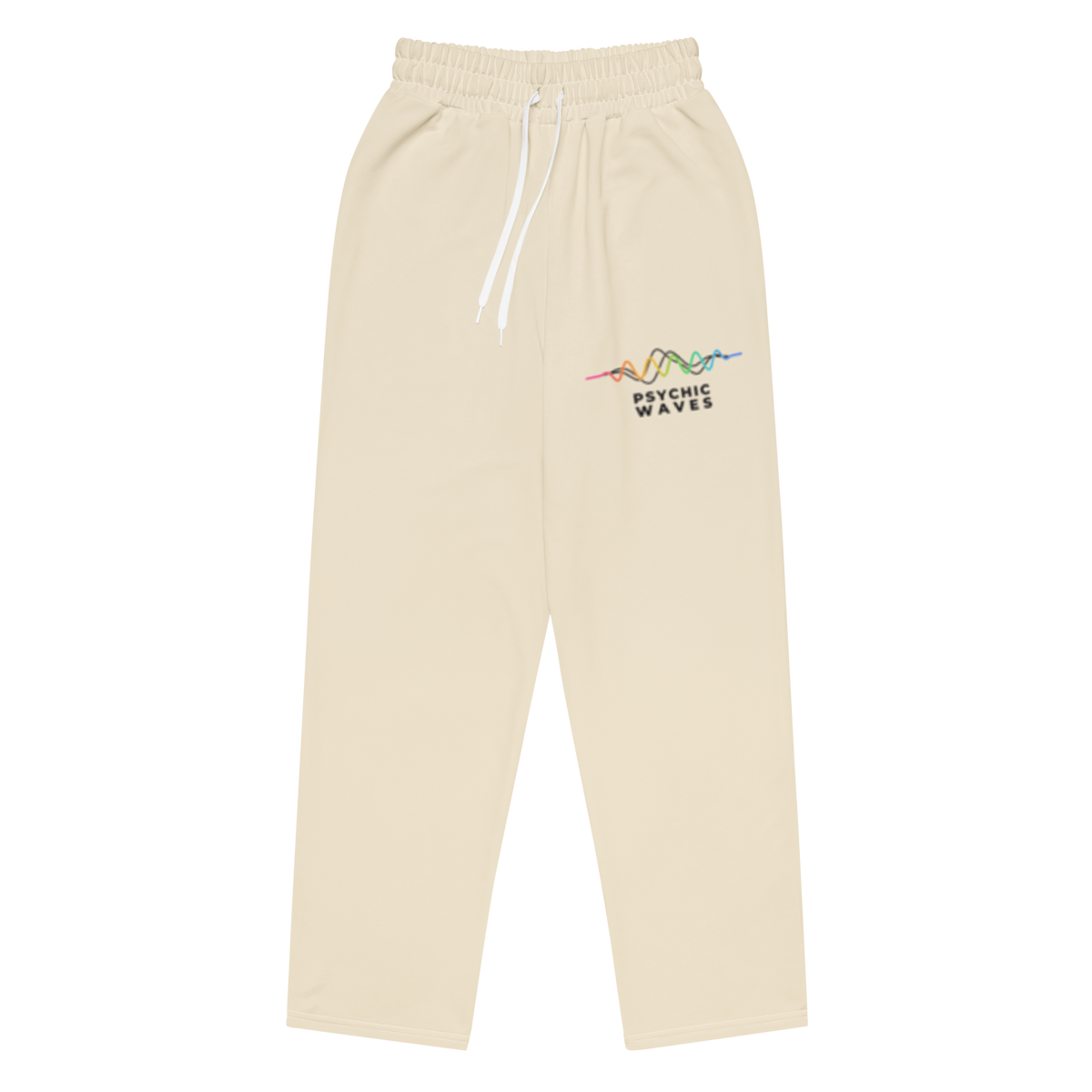 Psychic Waves Logo Wide-Leg Joggers, Cream, front