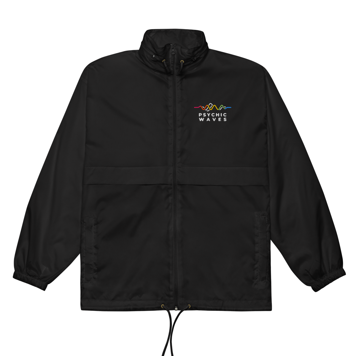 Psychic Waves Logo Windbreaker, Black, front