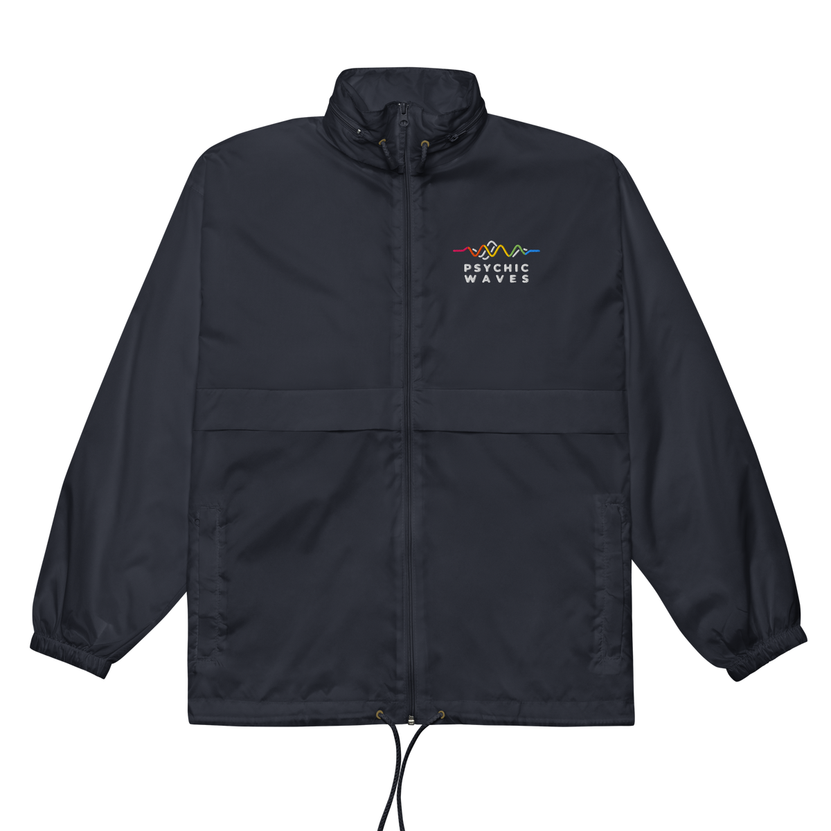 Psychic Waves Logo Windbreaker, Navy, front