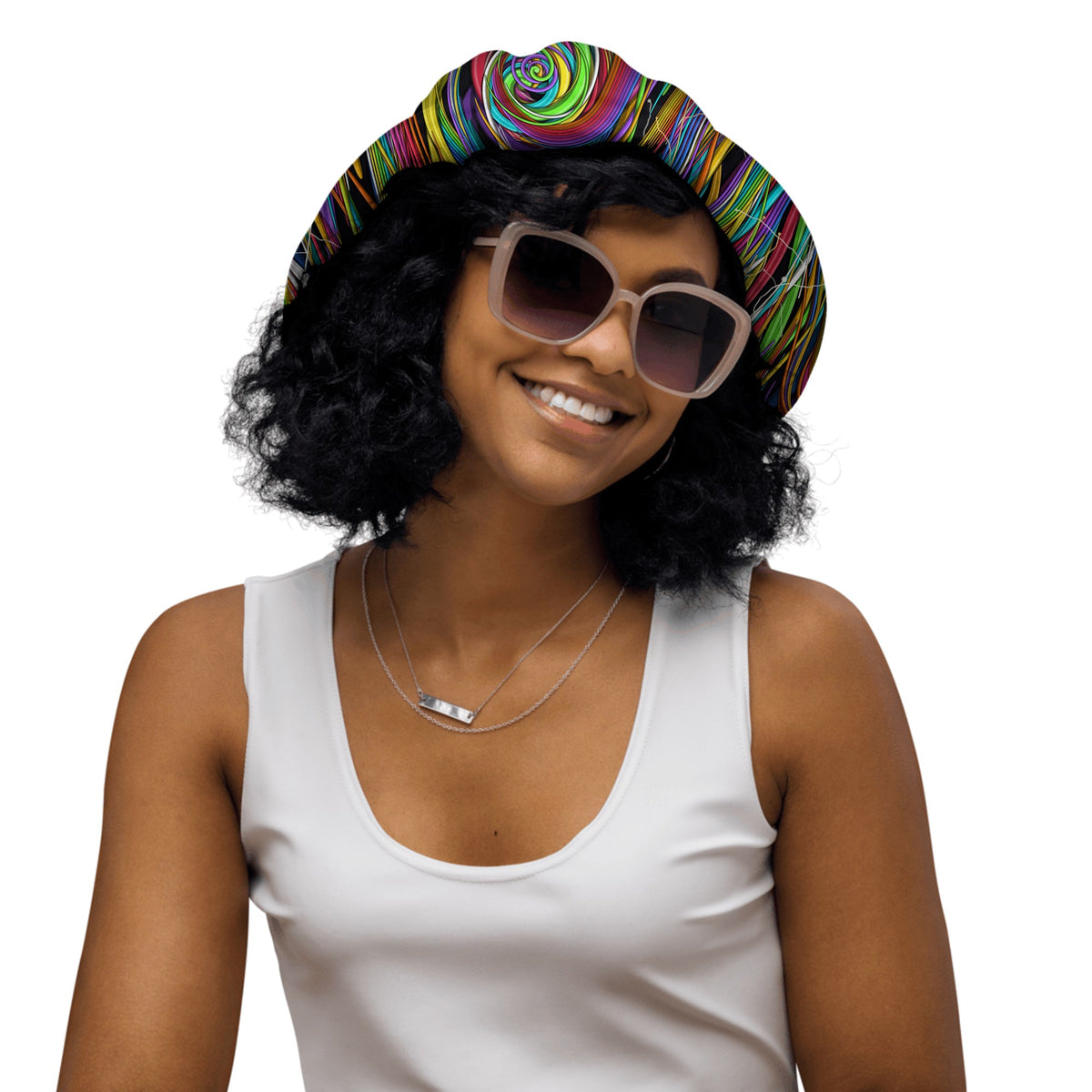 Festival Swirl Reversible Bucket Hat, front