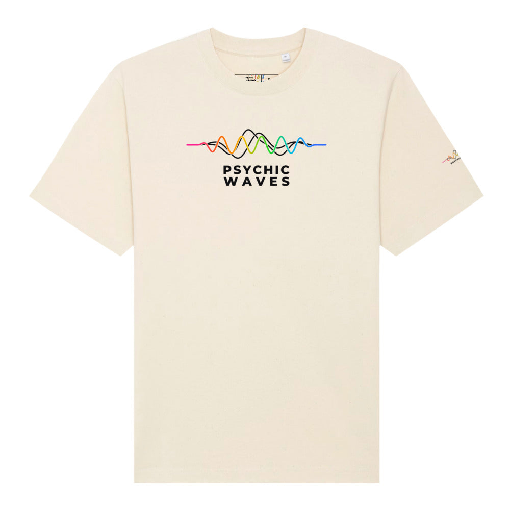 Psychic Waves Logo Tee, Natural Raw, front
