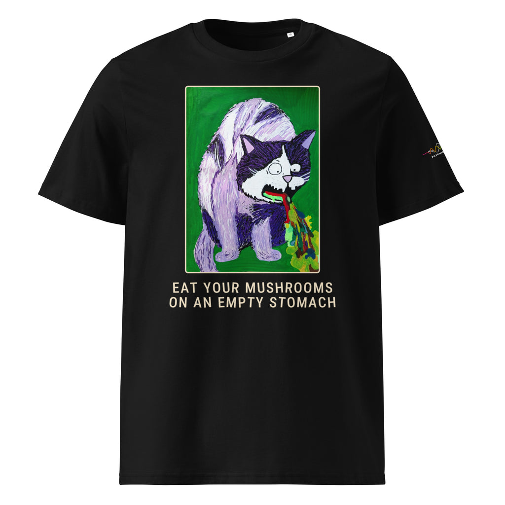Eat Your Mushrooms Tee, Black, front