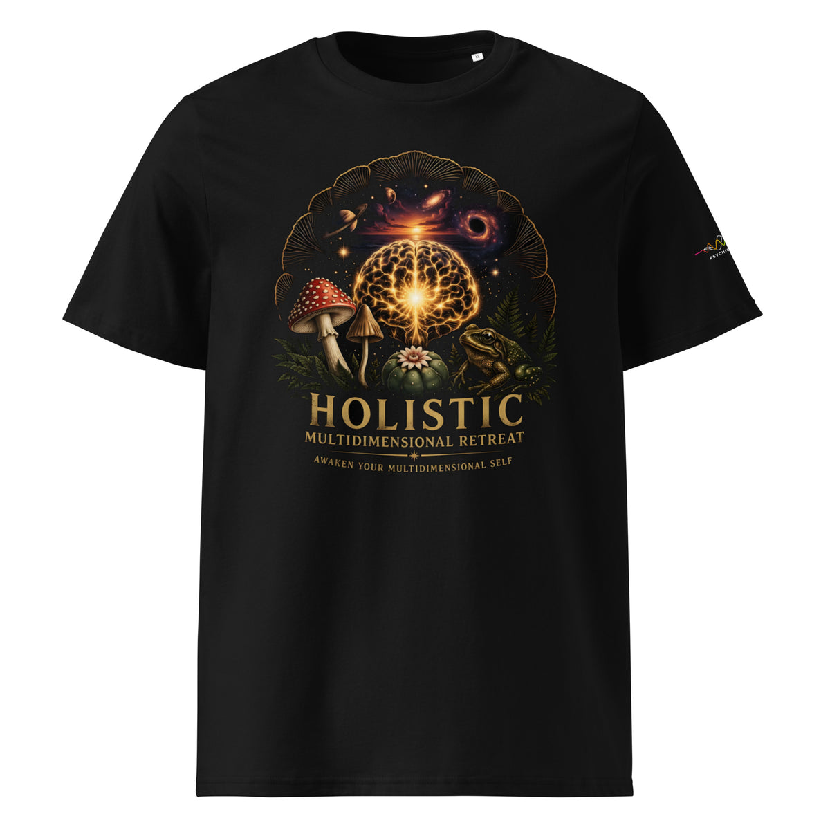 Holistic Multidimensional Retreat Tee, Black, front