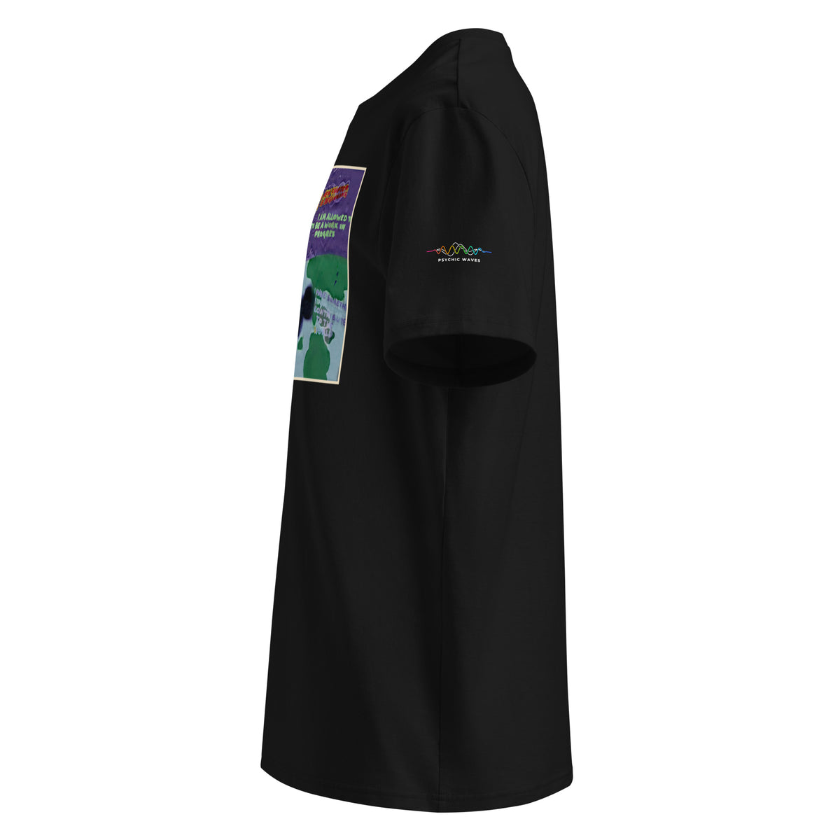 Space Painting Tee, Black, left sleeve with Psychic Waves logo