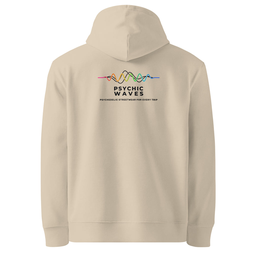 Psychic Waves Mushroom Wave Hoodie, Desert Dust, back (F2)