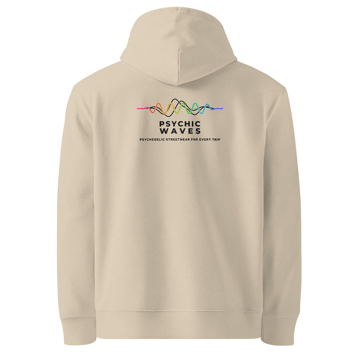 Psychic Waves Mushroom Wave Hoodie, Desert Dust, back (F2)